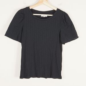 Madewell Flutter Sleeve Weavemix Ribbed Black Top XS